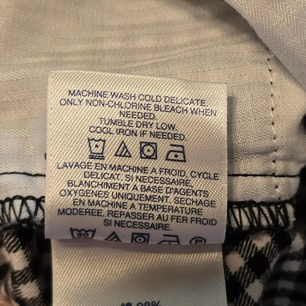 Lands End Shorts Womens 14 Black White Gingham High Rise Stretch Cottagecore